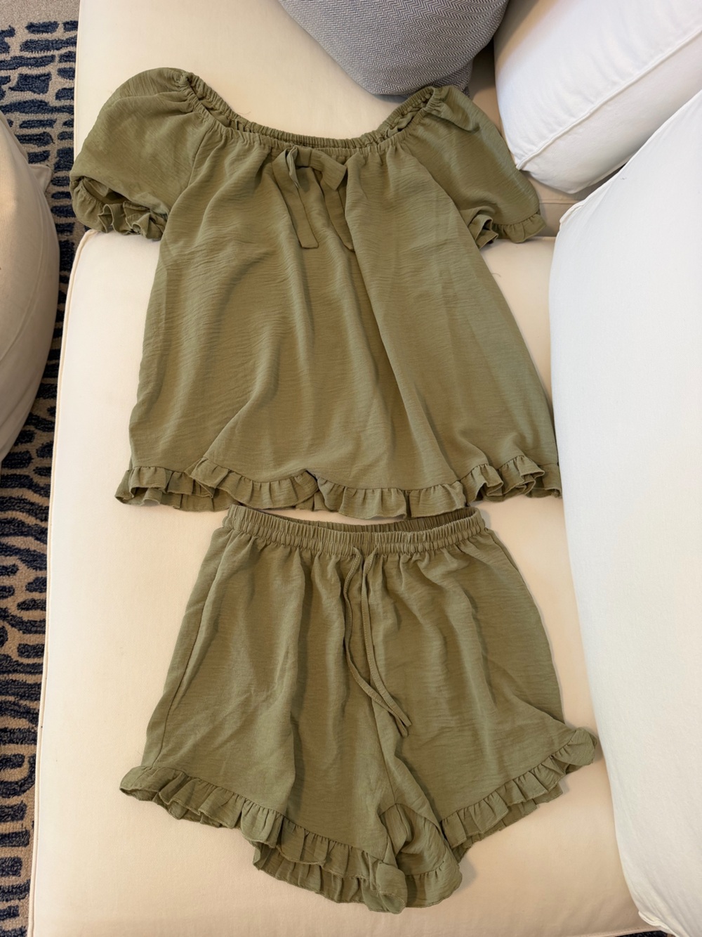 green ruffle pajama set